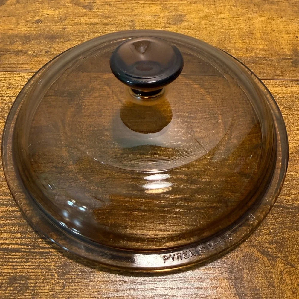 Vtg Pyrex Visions Amber Glass Replacement Lid V-1-C Brown Round 6.5